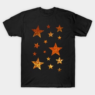 Gold Ombre Faux Glitter Stars T-Shirt